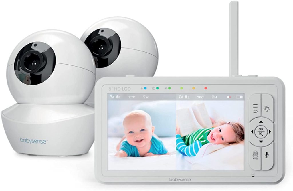  Large Screen 2022 Best Baby Monito under 200 dollars - 5" HD Split-Screen Baby Monitor 