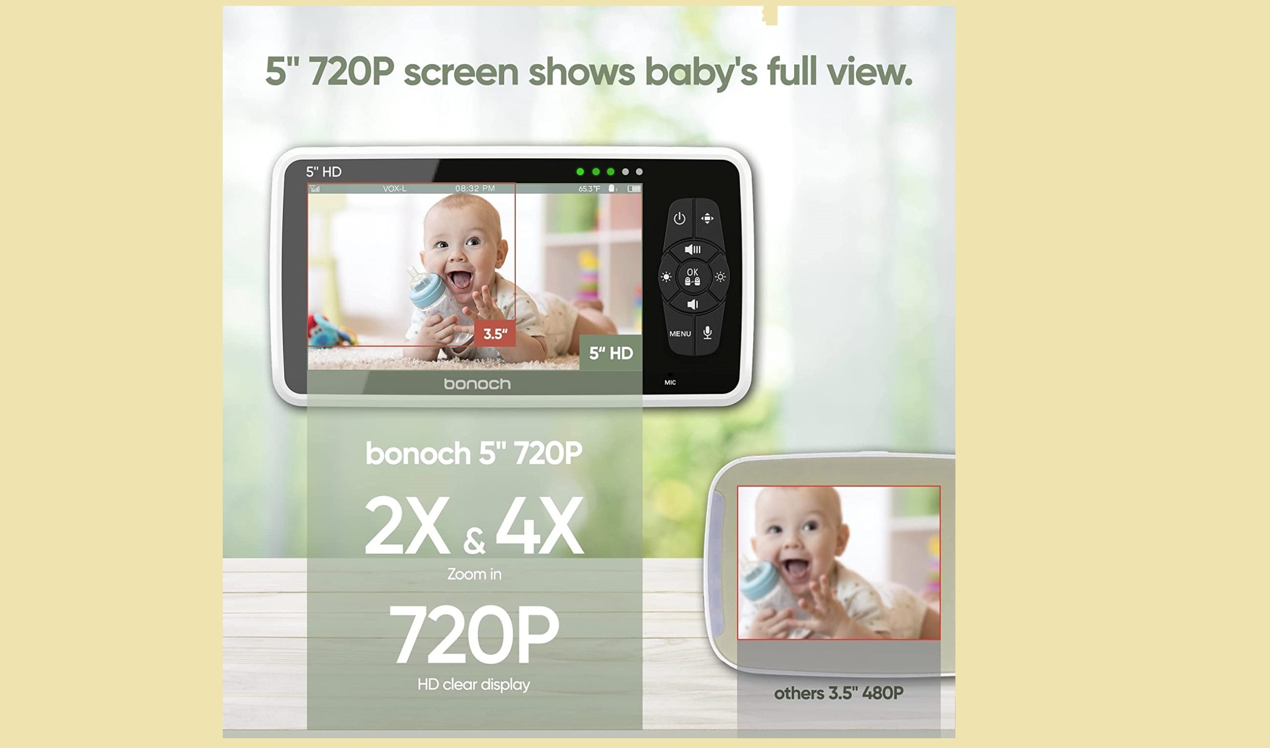 Best 2023 bonoch Baby Monitor with Camera and Audio, 5" 720P HD