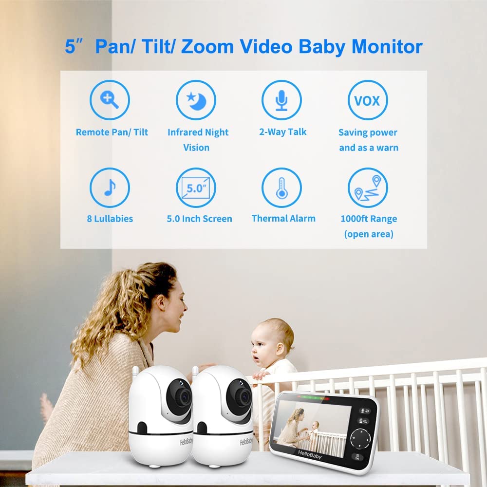 HelloBaby Twin baby monitor for 2 children or two rooms of 2023 season