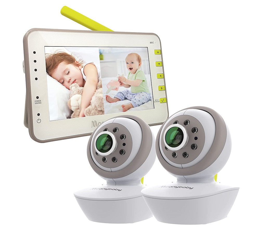 Moonbaby Split screen digital video baby monitor with 2 cameras